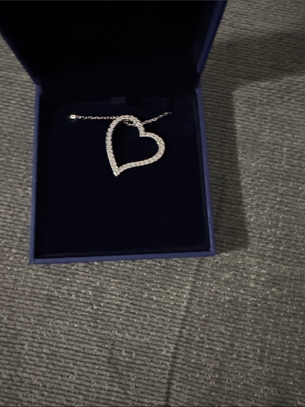 Swarovski Open Heart Crystal Pendant Necklace - Silver